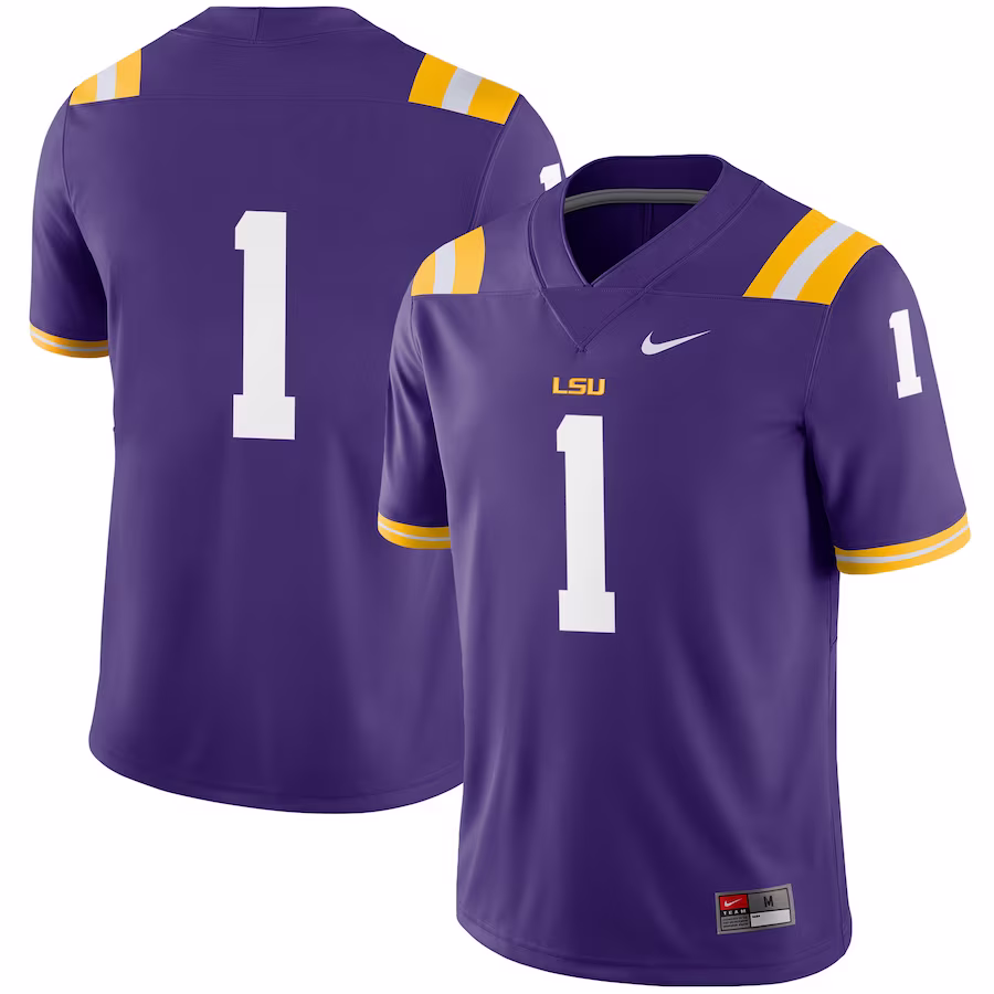 #1 LSU Tigers Nike Football Game Jersey - Purple - ujerseystore
