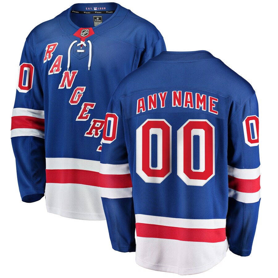 Men's New York Rangers Fanatics Branded Blue Home Breakaway Custom Jersey - ujerseystore