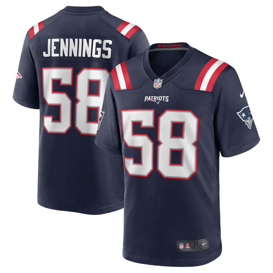 Men's New England Patriots Anfernee Jennings Nike Navy Team Game Jersey - ujerseystore