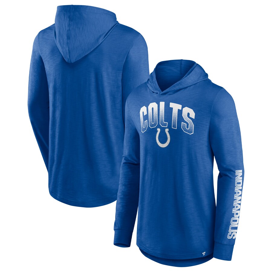 Men's Indianapolis Colts Fanatics Royal Front Runner Long Sleeve Hooded T-Shirt - ujerseystore