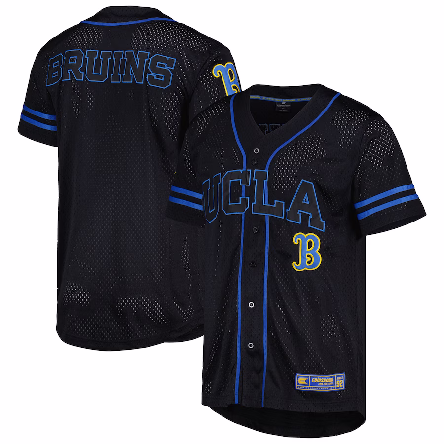 UCLA Bruins Colosseum Free Spirited Mesh Button-Up Baseball Jersey - Black - ujerseystore