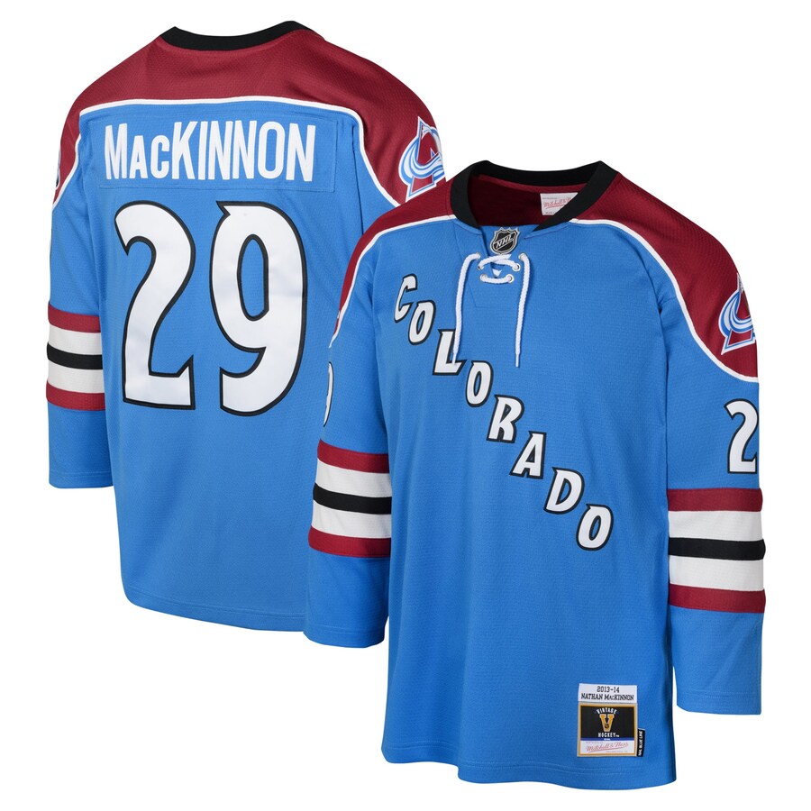 Youth Colorado Avalanche Nathan MacKinnon Mitchell & Ness White 2013 Blue Line Player Jersey - ujerseystore
