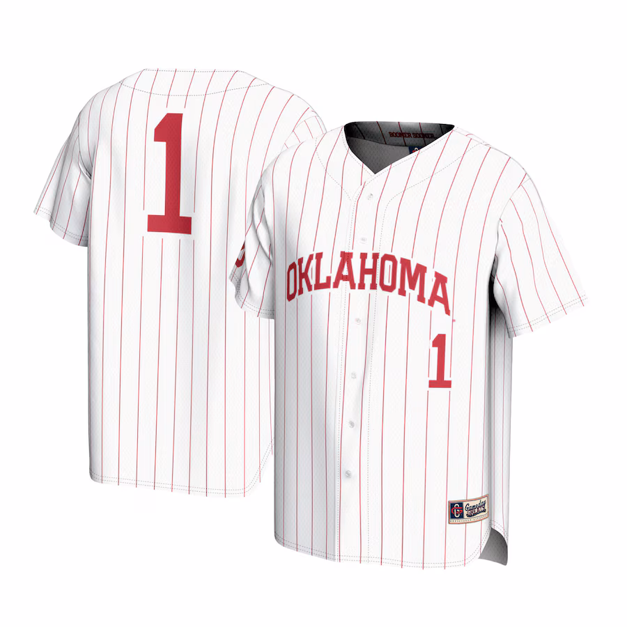 #1 Oklahoma Sooners GameDay Greats Youth Lightweight Baseball Jersey - White - ujerseystore
