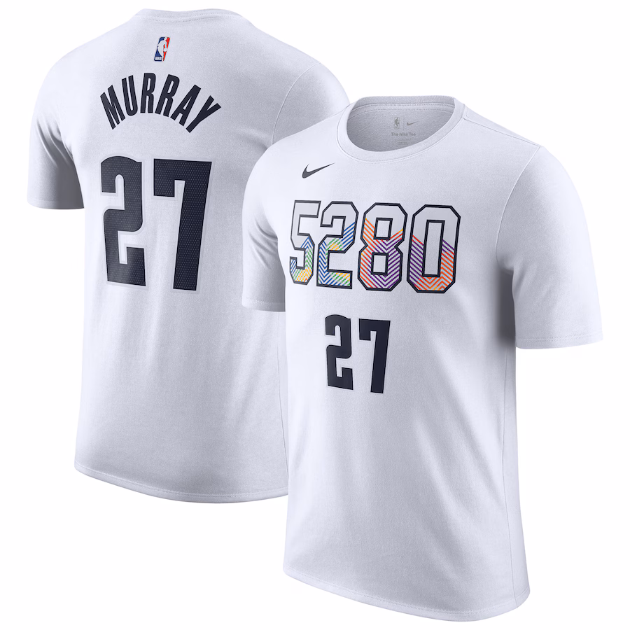 Men's Denver Nuggets Jamal Murray Nike White 2024/25 City Edition Name & Number T-Shirt - ujerseystore
