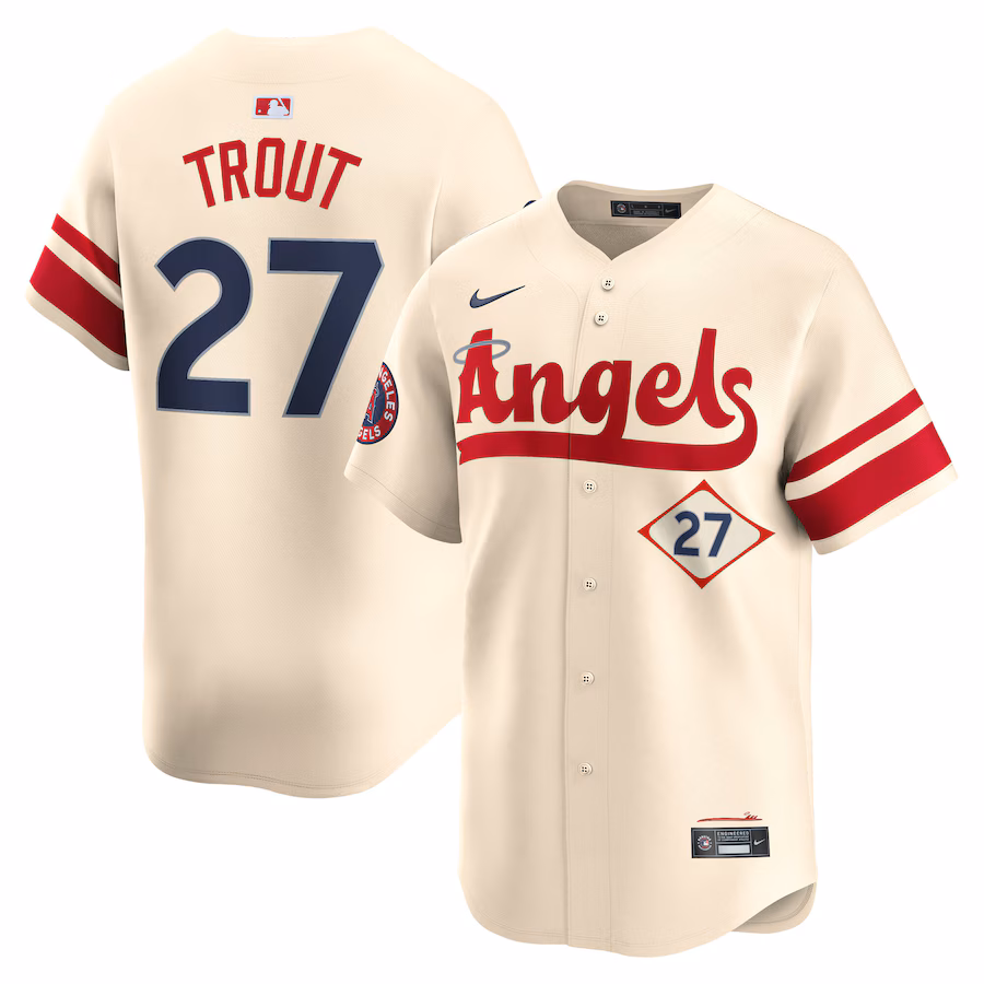 Men's Los Angeles Angels Mike Trout Nike Natural City Connect Limited Player Jersey - ujerseystore