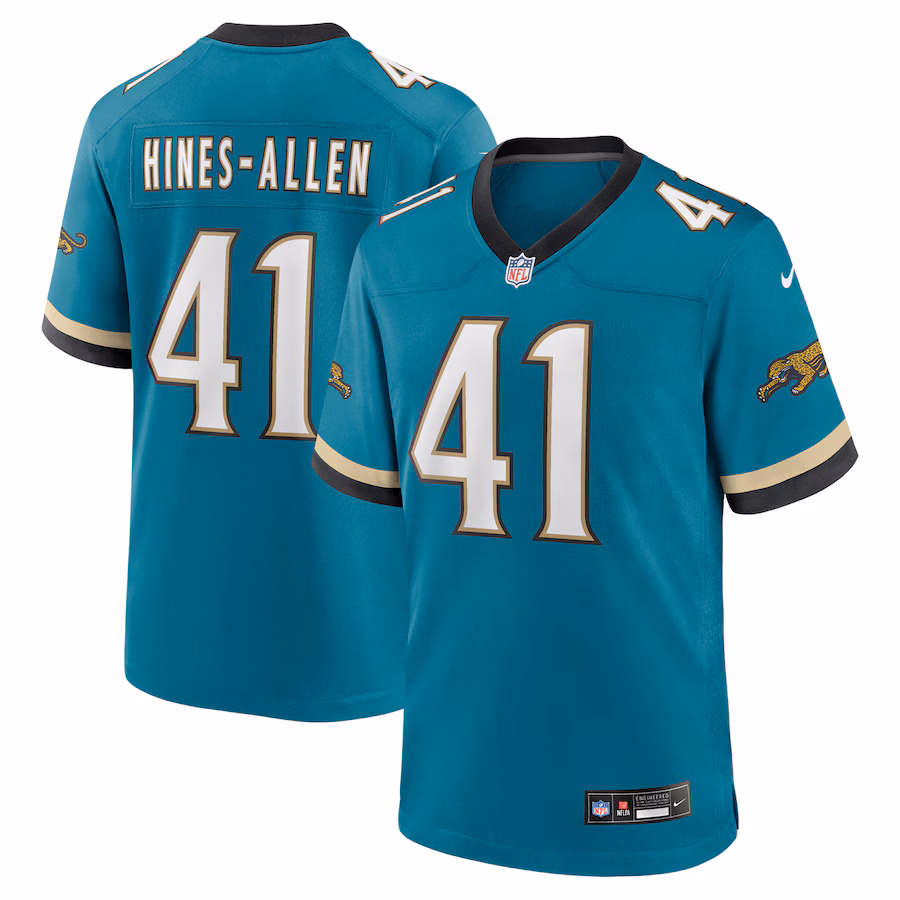 Men's Jacksonville Jaguars Josh Hines-Allen Nike Teal Prowler Throwback Player Game Jersey - ujerseystore