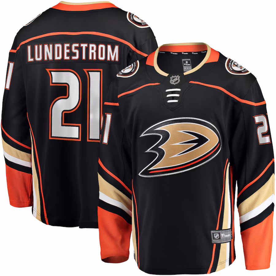 Men's Anaheim Ducks Isac Lundestrom Fanatics Black Home Breakaway Jersey - ujerseystore