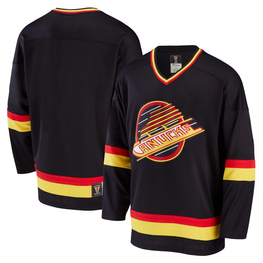 Men's Vancouver Canucks Fanatics Branded Black Premier Breakaway Heritage Jersey - ujerseystore