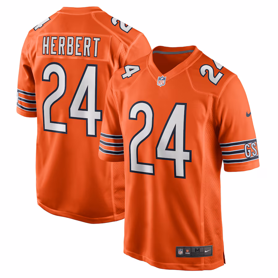 Men's Chicago Bears Khalil Herbert Nike Orange Alternate Game Player Jersey - ujerseystore
