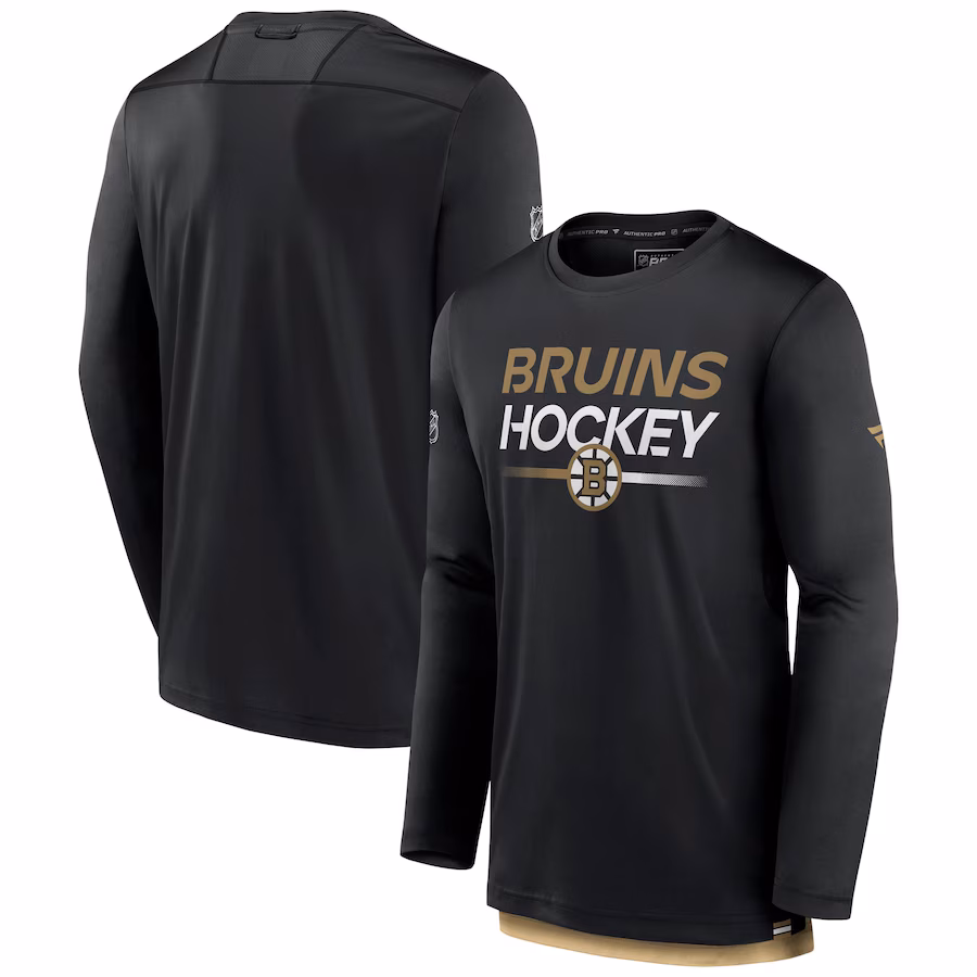 Men's Boston Bruins Fanatics Black Authentic Pro Tech Long Sleeve T-Shirt - ujerseystore