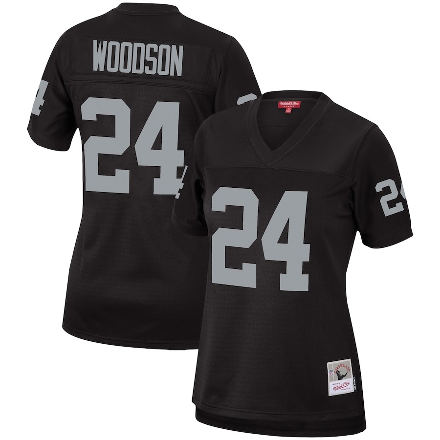 Women's Las Vegas Raiders Charles Woodson Mitchell & Ness Black Legacy Replica Team Jersey - ujerseystore