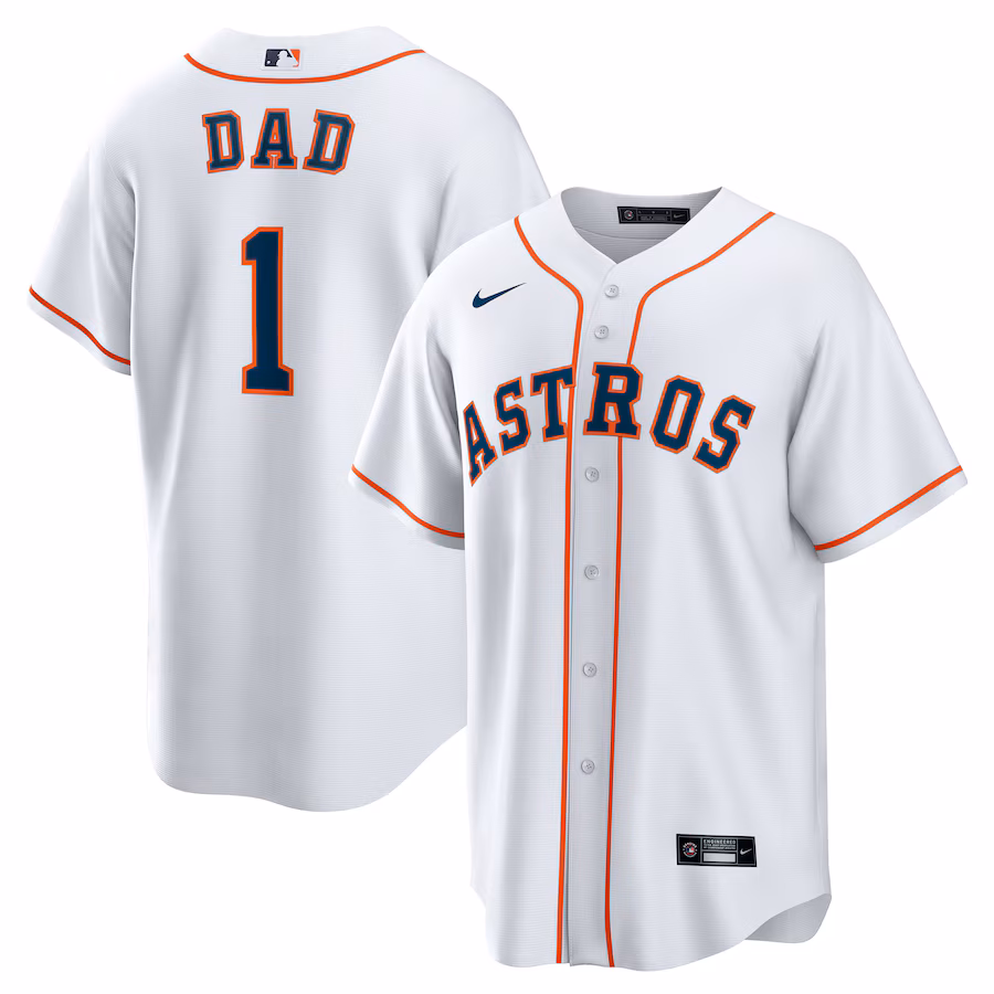 Men's Houston Astros Nike White #1 Dad Home Replica Jersey - ujerseystore