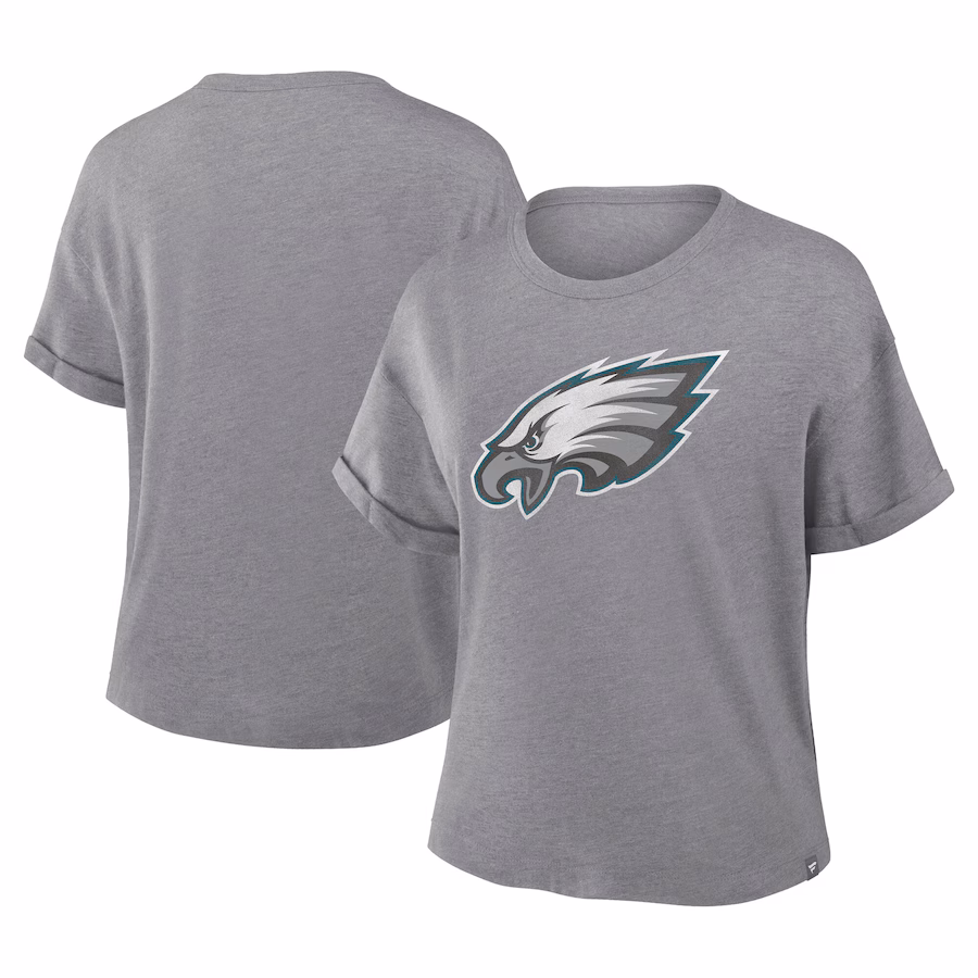 Women's Philadelphia Eagles Fanatics Heather Gray Tribute Tri-Blend T-Shirt - ujerseystore