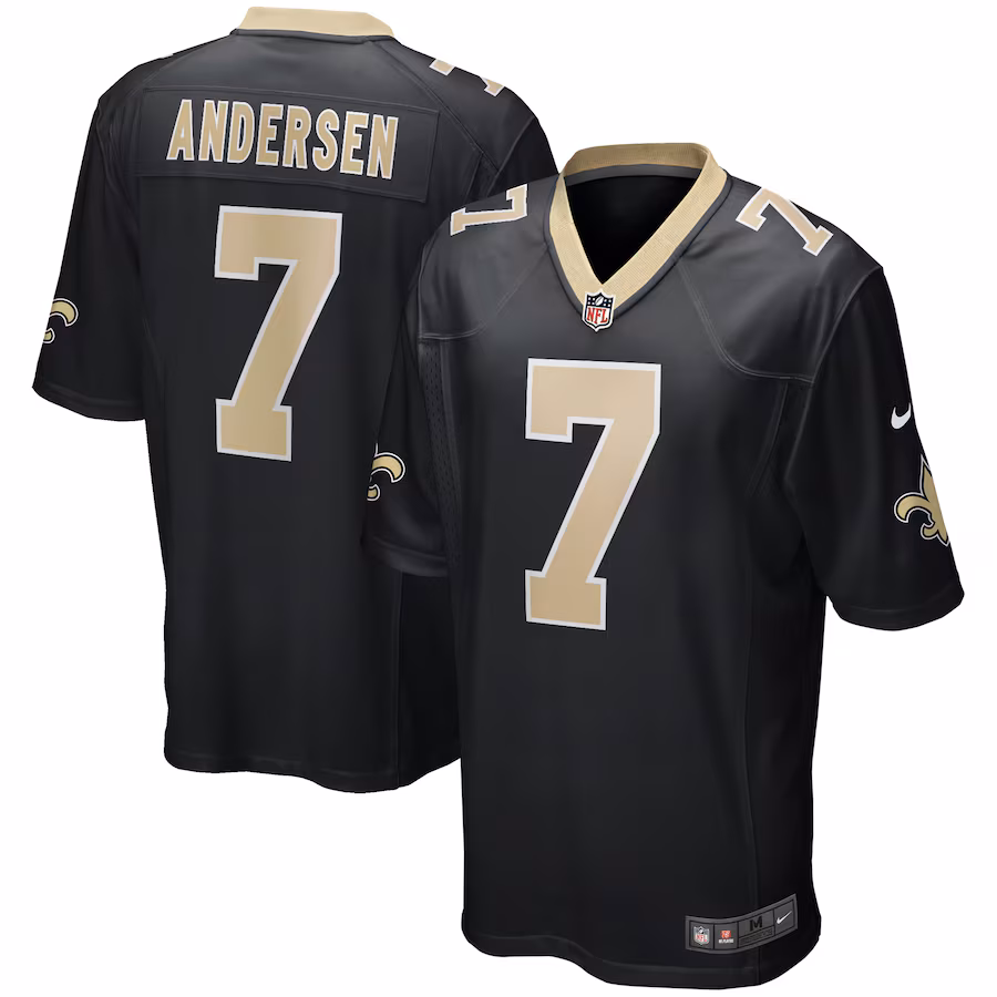 Men's New Orleans Saints Morten Andersen Nike Black Game Retired Player Jersey - ujerseystore