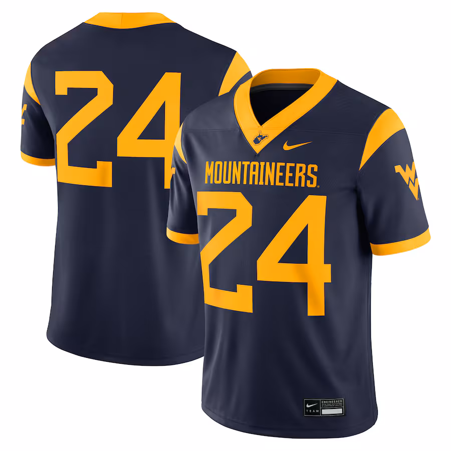 Men's Nike #24 Navy West Virginia Mountaineers Game Jersey - ujerseystore