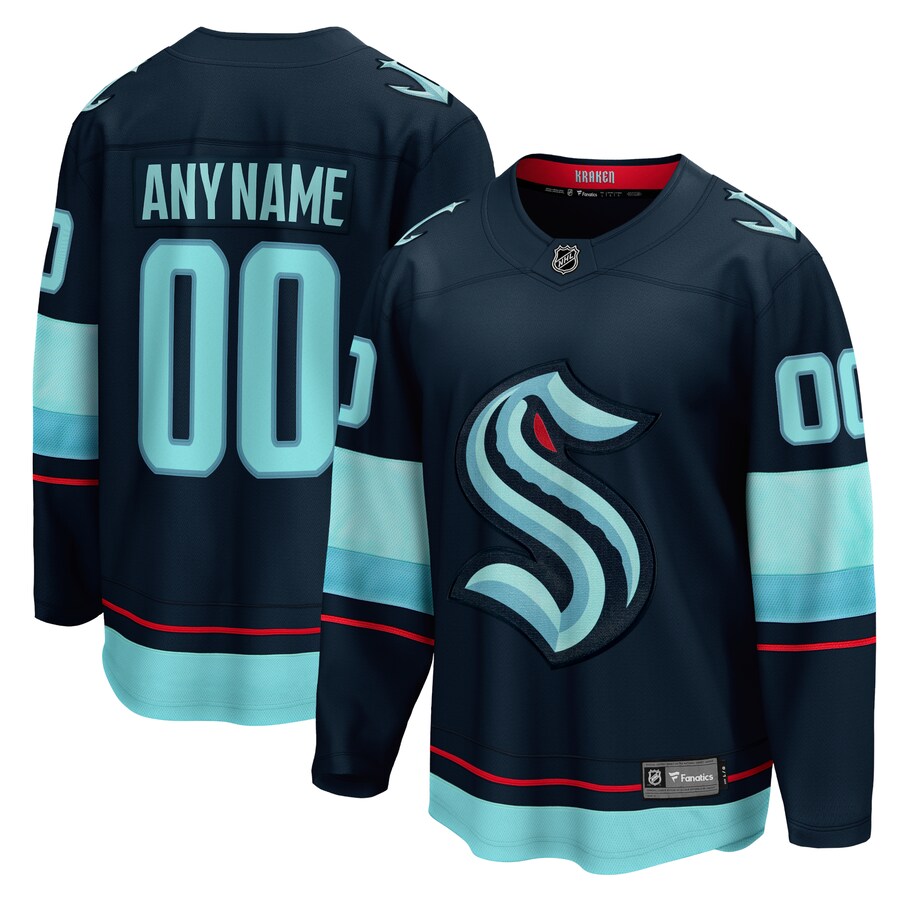Men's Seattle Kraken Fanatics Branded Navy Home Breakaway Custom Jersey - ujerseystore