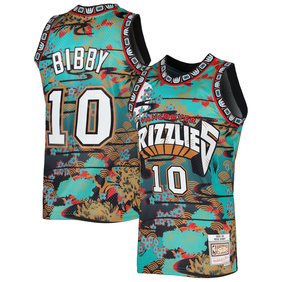 Men's Vancouver Grizzlies Mike Bibby Mitchell & Ness Turquoise 1998/99 Hardwood Classics Lunar New Year Swingman Jersey - ujerseystore