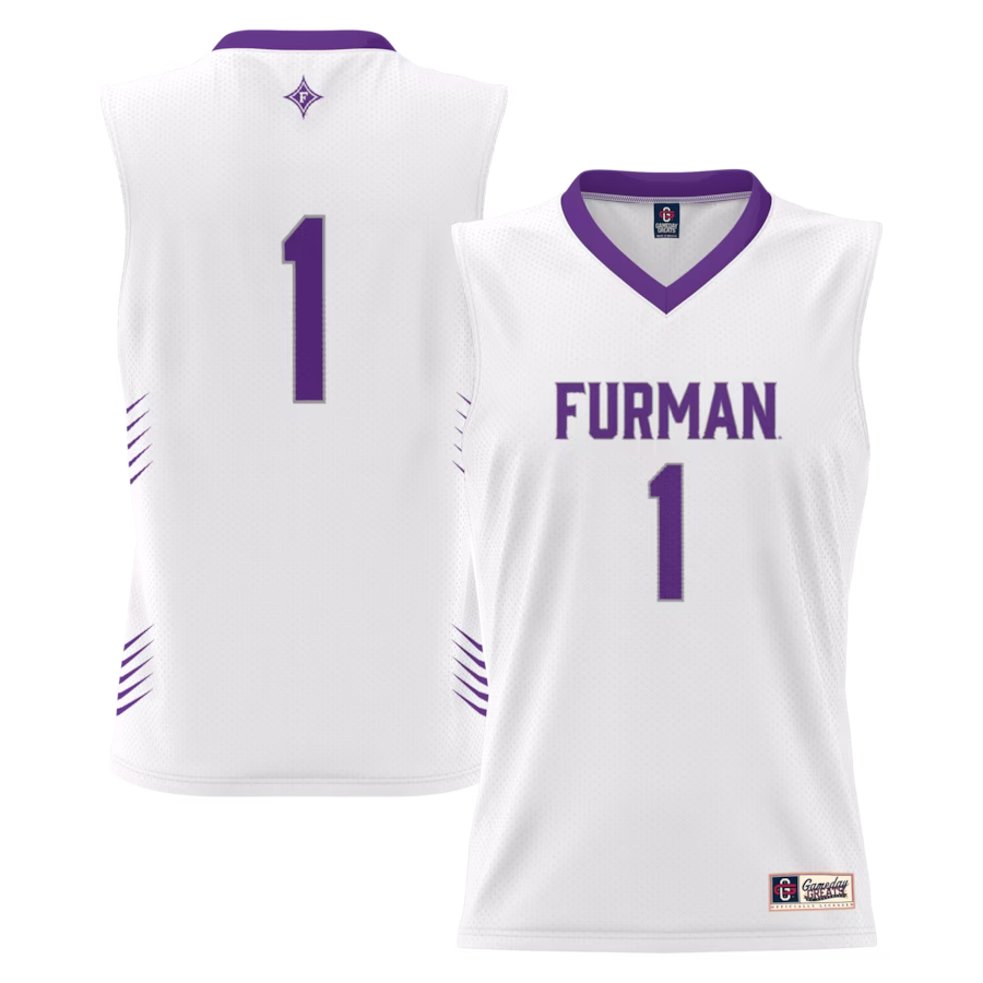 #1 Furman Paladins GameDay Greats Youth Lightweight Basketball Jersey - White - ujerseystore