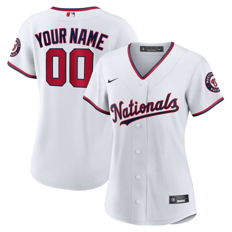 Women's Washington Nationals Nike White Replica Custom Jersey - ujerseystore