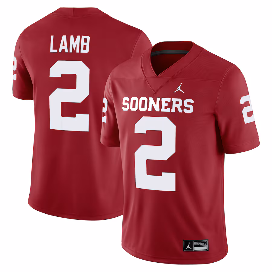Men's Jordan Brand CeeDee Lamb Crimson Oklahoma Sooners Alumni Player Game Jersey - ujerseystore
