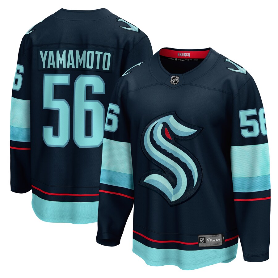 Men's Seattle Kraken Kailer Yamamoto Fanatics Branded Deep Sea Blue Home Breakaway Player Jersey - ujerseystore