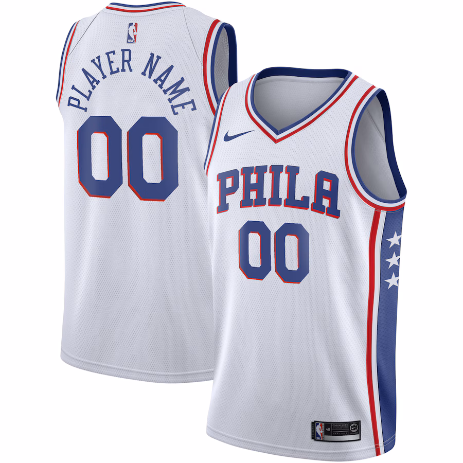 Men's Philadelphia 76ers Nike White 2020/21 Swingman Custom Jersey - Association Edition - ujerseystore