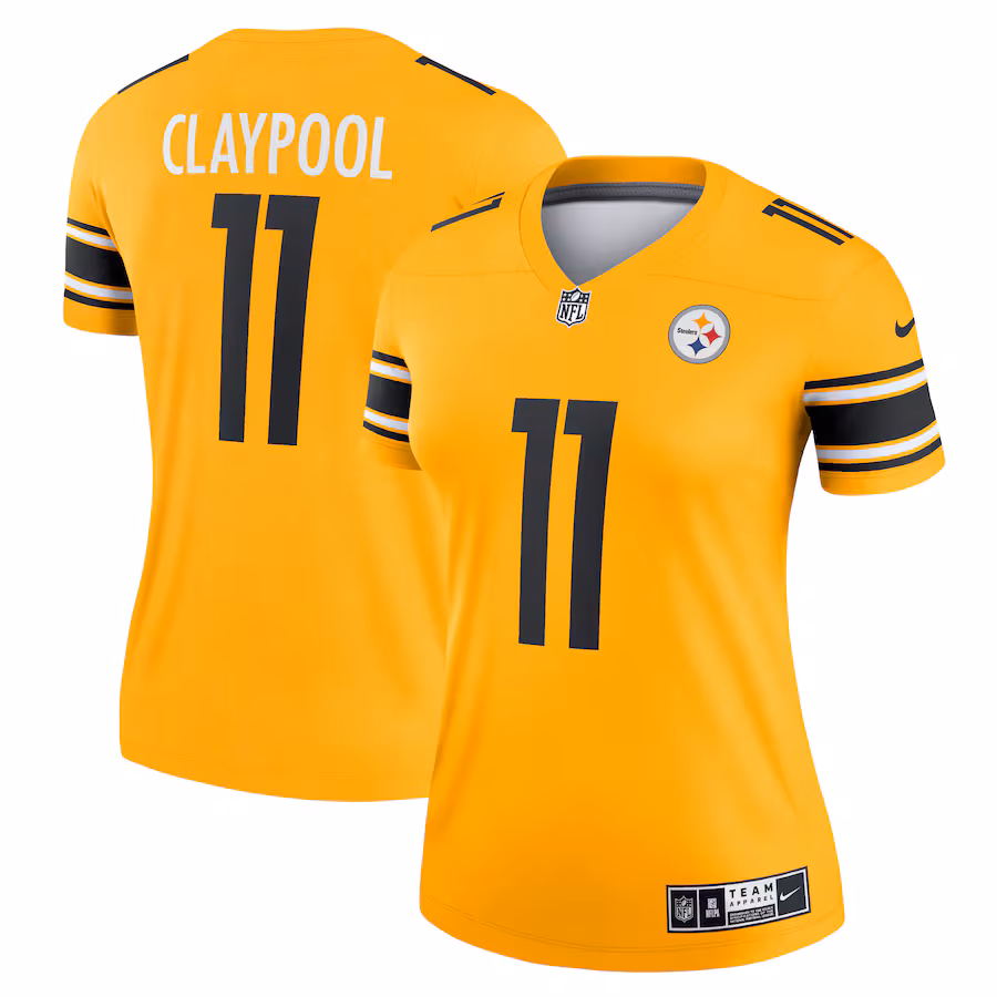 Women's Pittsburgh Steelers Chase Claypool Nike Gold Inverted Legend Game Jersey - ujerseystore