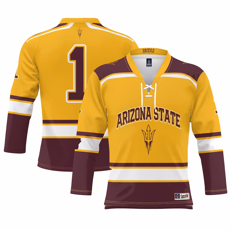 #1 Arizona State Sun Devils GameDay Greats Youth Ice Hockey Jersey - Gold - ujerseystore