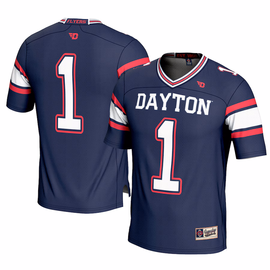 Youth GameDay Greats #1 Navy Dayton Flyers Football Jersey - ujerseystore
