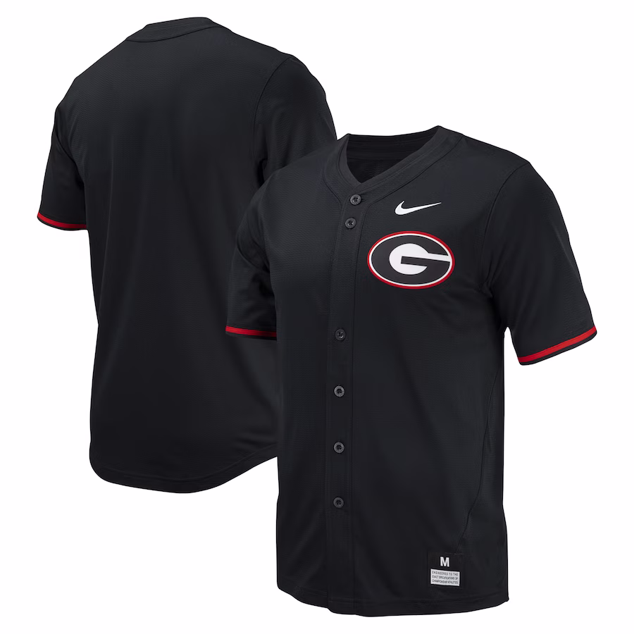 Georgia Bulldogs Nike Replica Full-Button Baseball Jersey - Black - ujerseystore