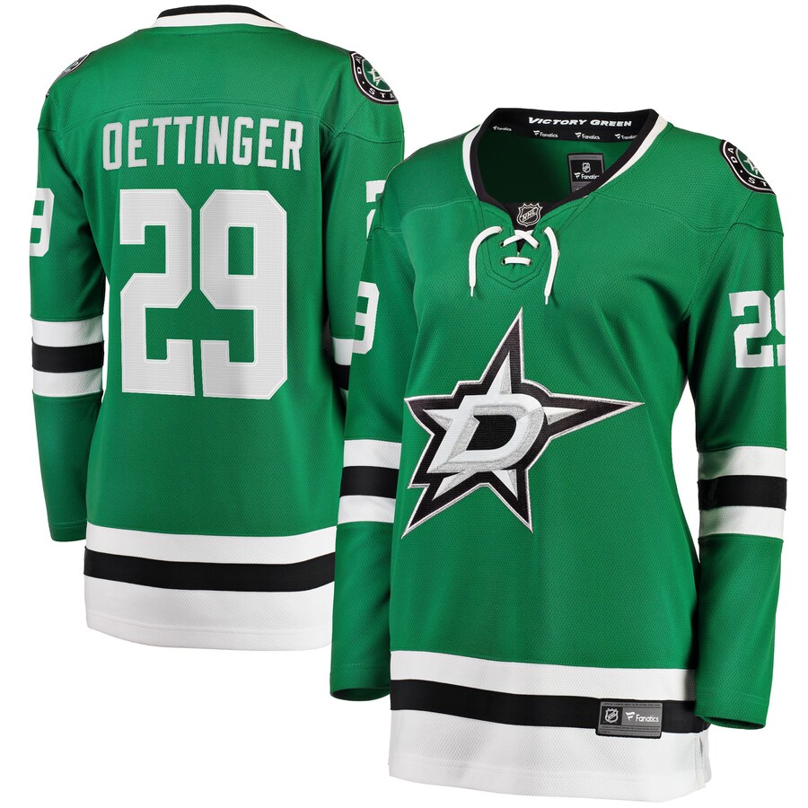 Women's Dallas Stars Jake Oettinger Fanatics Branded Kelly Green Home Breakaway Player Jersey - ujerseystore
