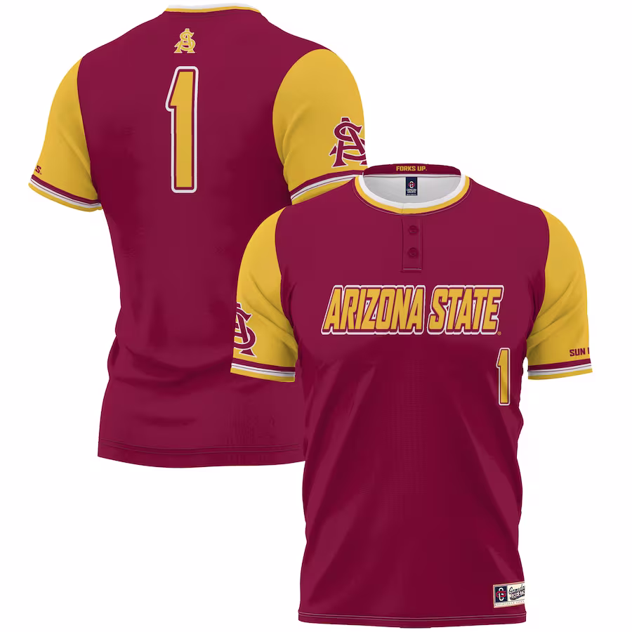 #1 Arizona State Sun Devils GameDay Greats Youth Lightweight Softball Jersey - Maroon - ujerseystore