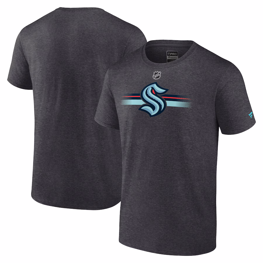 Men's Seattle Kraken Fanatics Heather Charcoal Authentic Pro Secondary T-Shirt - ujerseystore
