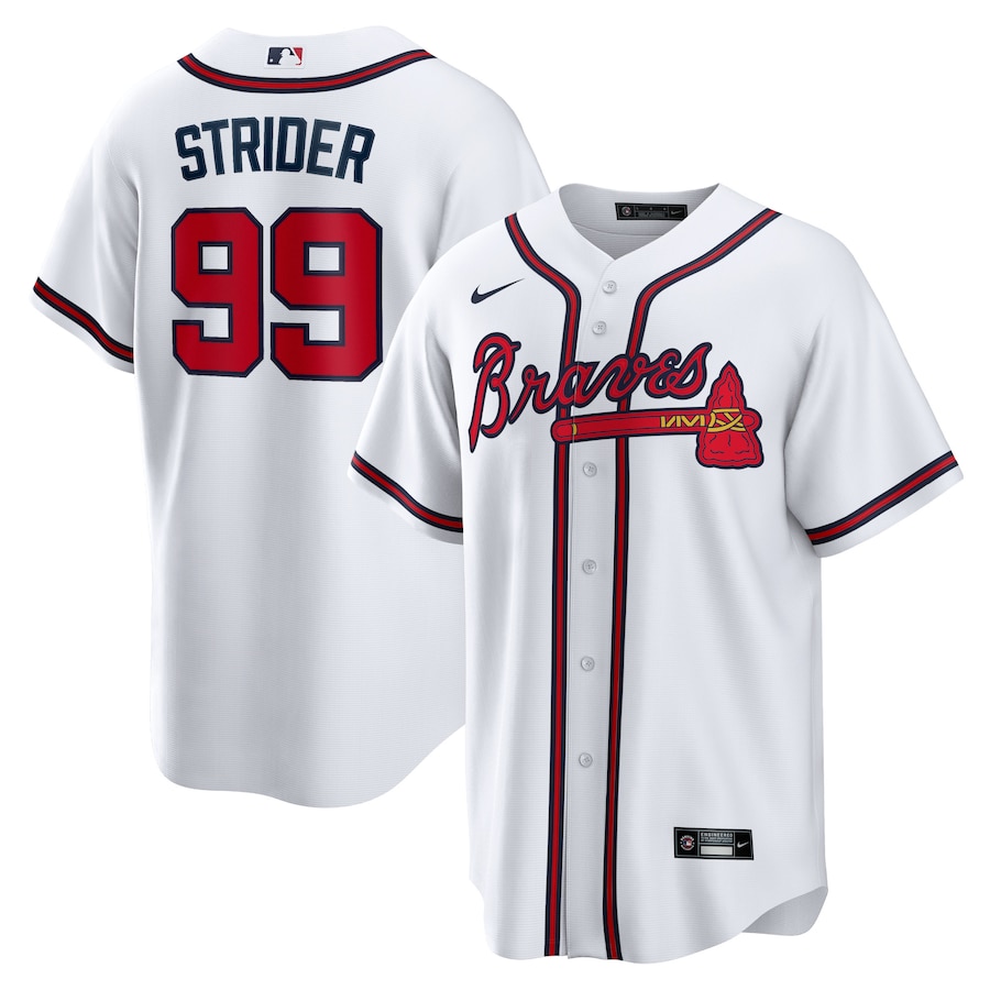 Men's Atlanta Braves Spencer Strider Nike White Replica Player Jersey - ujerseystore
