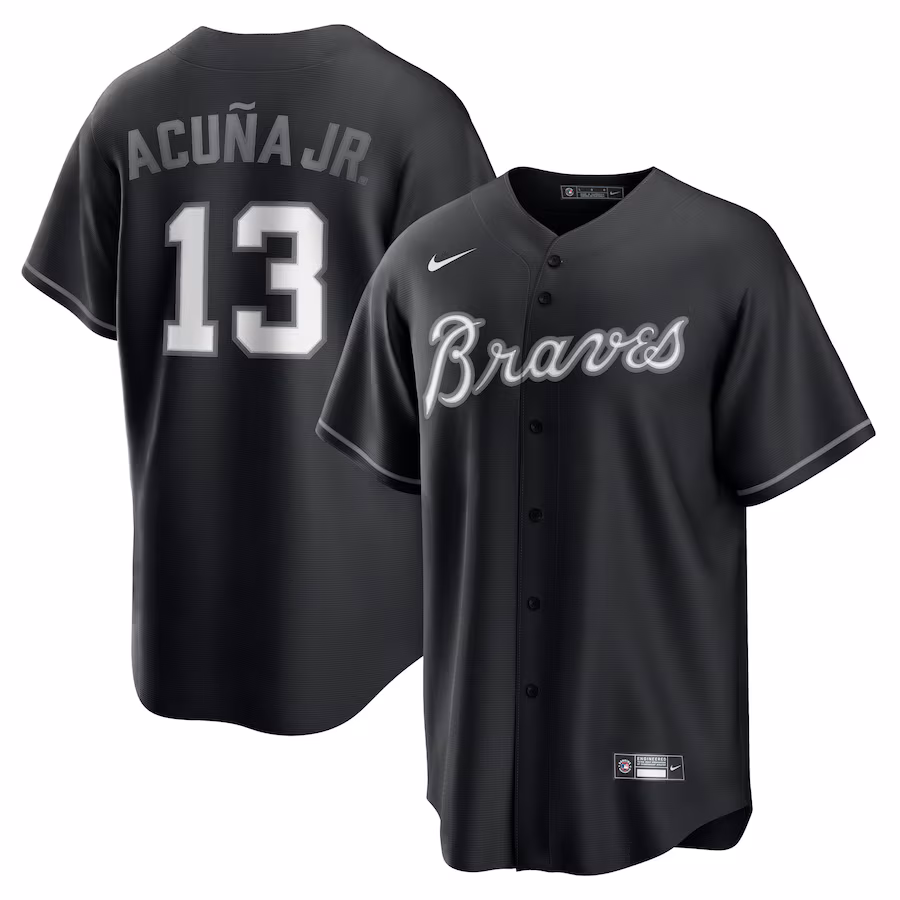 Men's Atlanta Braves Ronald Acuña Jr. Nike Black Official Replica Player Jersey - ujerseystore