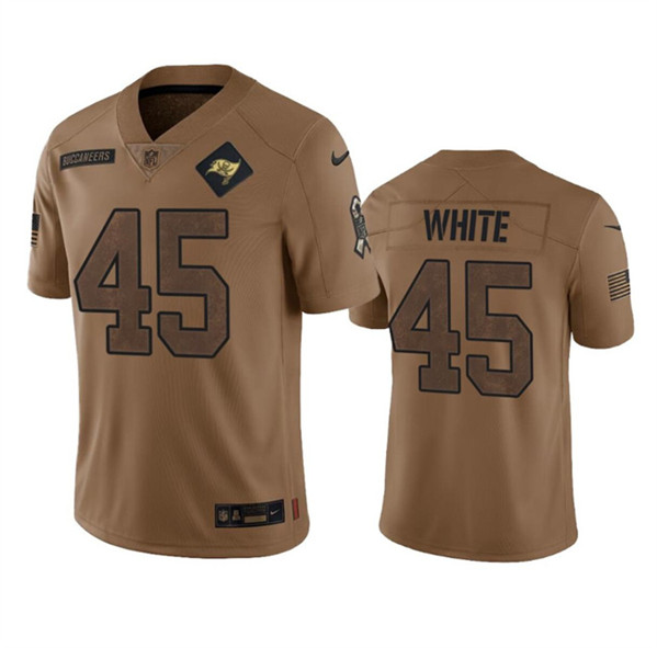 Men's Tampa Bay Buccaneers #45 Devin White 2023 Brown Salute To Service Limited Football Stitched Jersey - ujerseystore
