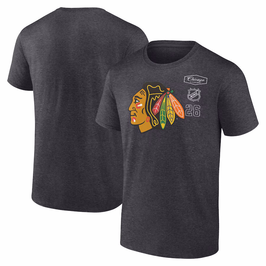 Men's Chicago Blackhawks Fanatics Heather Charcoal Origin T-Shirt - ujerseystore