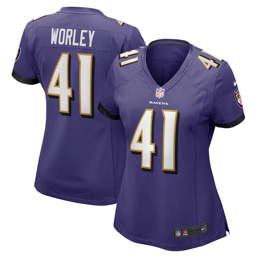 Women's Baltimore Ravens Daryl Worley Nike Purple Game Player Jersey - ujerseystore