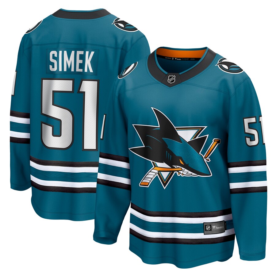 Men's San Jose Sharks Radim Simek Fanatics Branded Teal Home Breakaway Player Jersey - ujerseystore