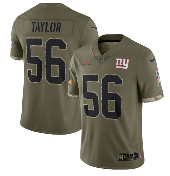 Men's New York Giants #56 Lawrence Taylor 2022 Olive Salute To Service Limited Stitched Jersey - ujerseystore