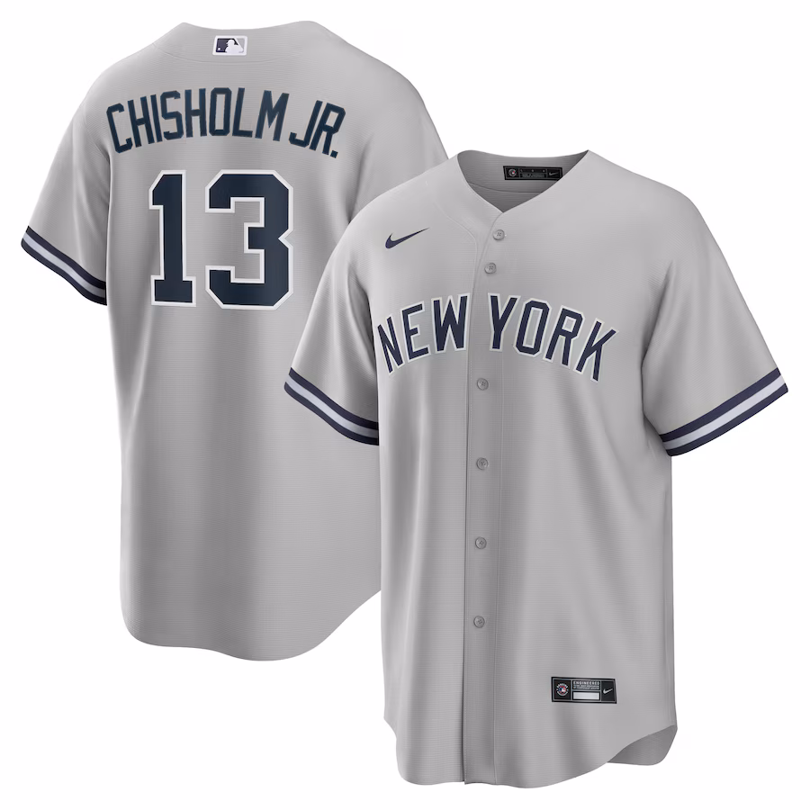 Men's New York Yankees Jazz Chisholm Jr. Nike Gray Road Replica Player Jersey - ujerseystore