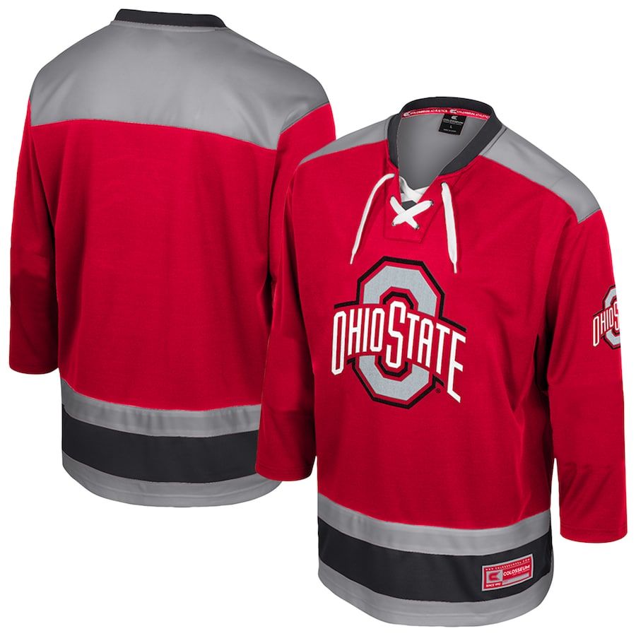 Men's Colosseum  Scarlet Ohio State Buckeyes Athletic Machine Fashion Hockey Jersey - ujerseystore