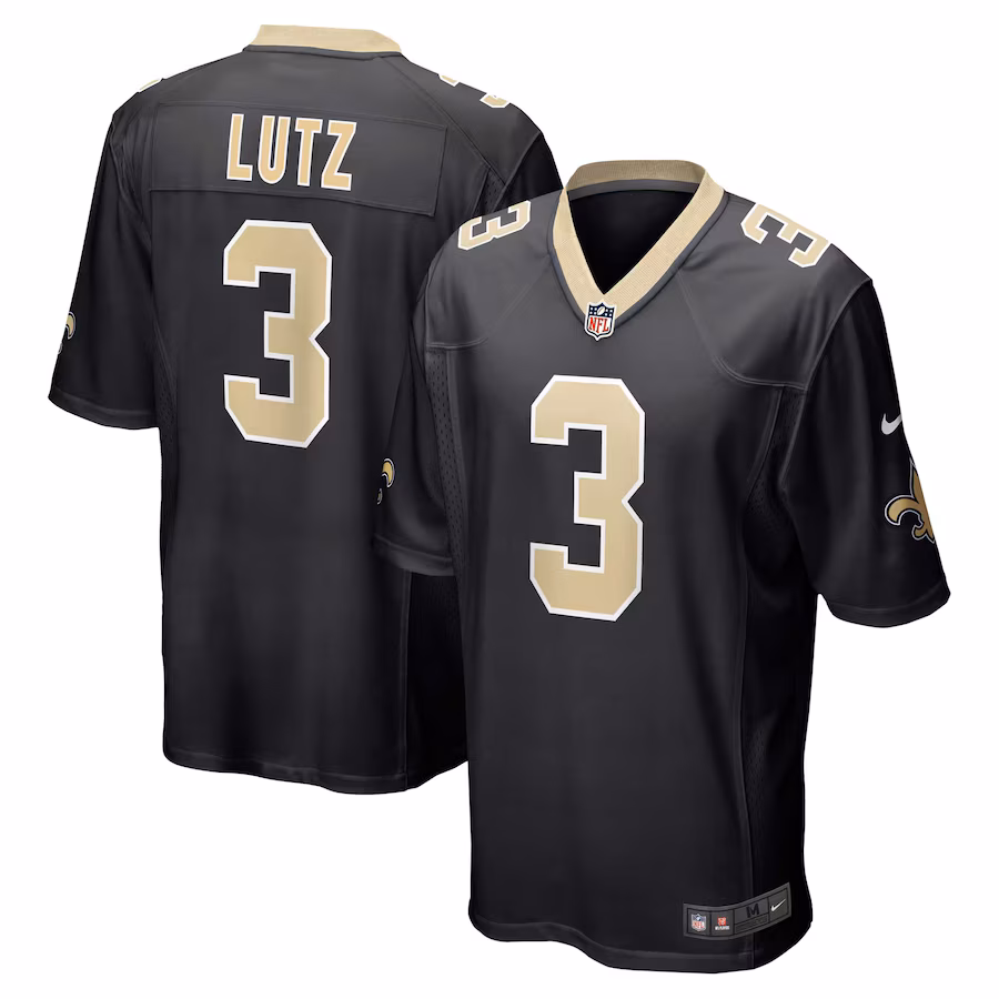 Men's New Orleans Saints Wil Lutz Nike Black Game Jersey - ujerseystore