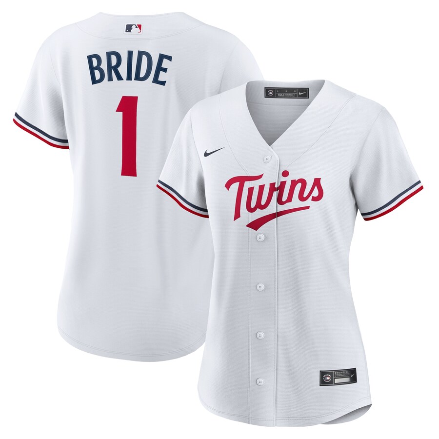 Women's Minnesota Twins Nike White #1 Bride Home Replica Jersey - ujerseystore