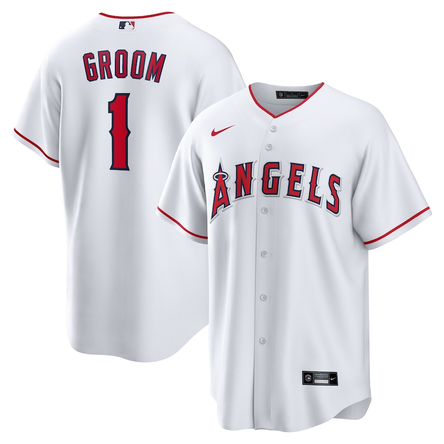 Men's Los Angeles Angels Nike White #1 Groom Home Replica Jersey - ujerseystore