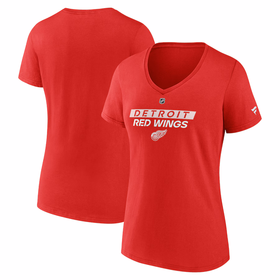 Women's Detroit Red Wings Fanatics Red Authentic Pro Core Primary V-Neck T-Shirt - ujerseystore