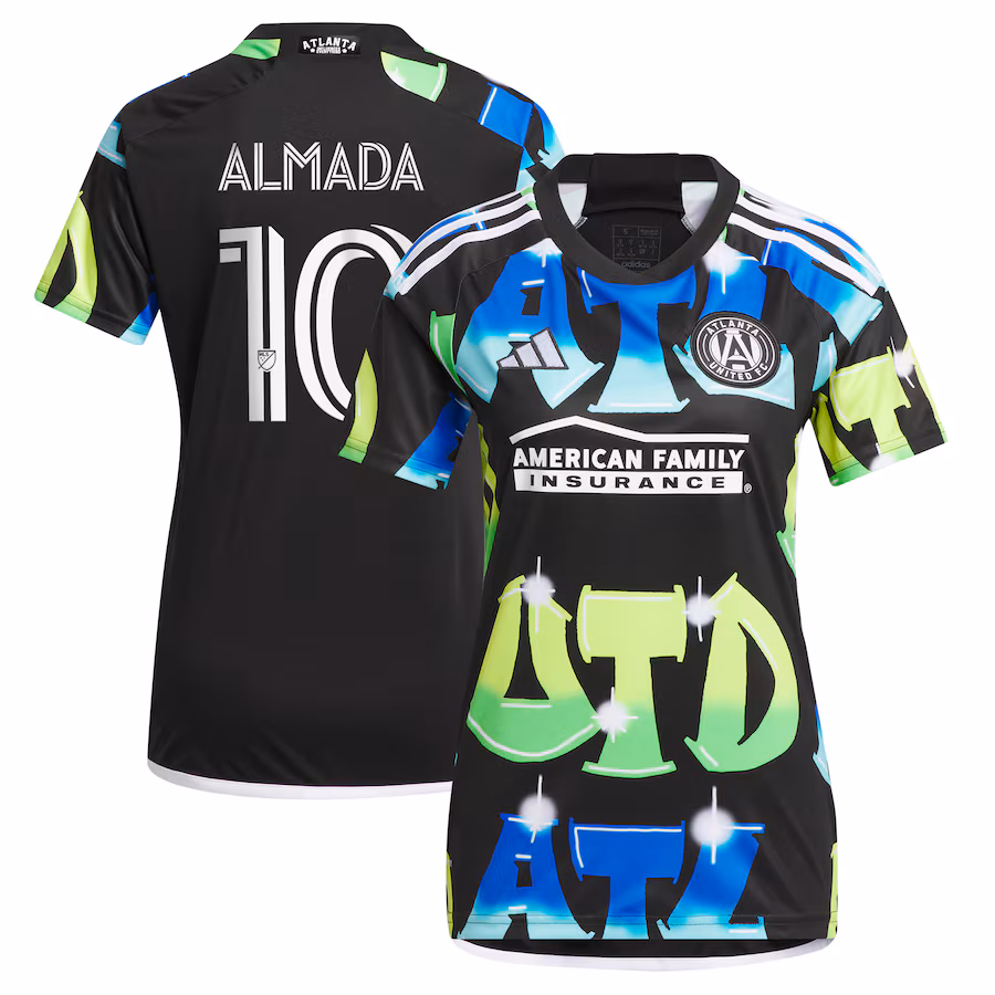 Women's Atlanta United FC Thiago Almada adidas Black 2023 The 404 Replica Player Jersey - ujerseystore