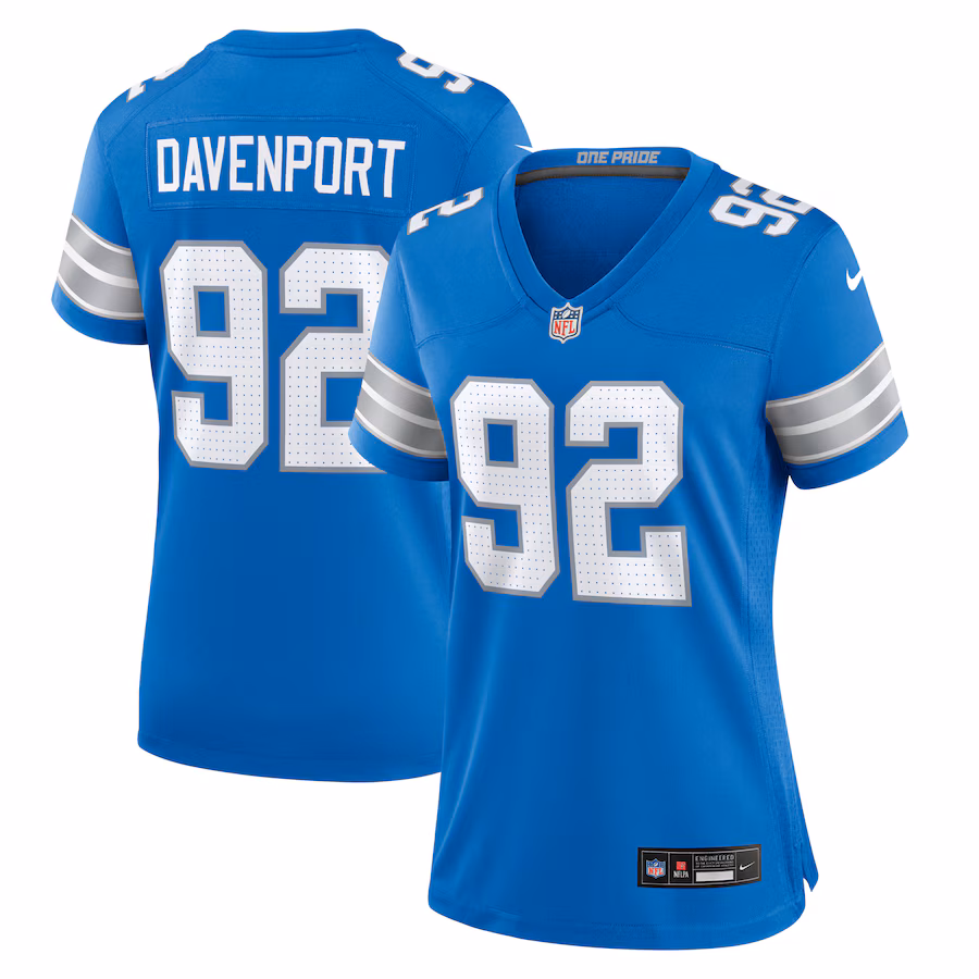 Women's Detroit Lions Marcus Davenport Nike  Blue Team Game Jersey - ujerseystore