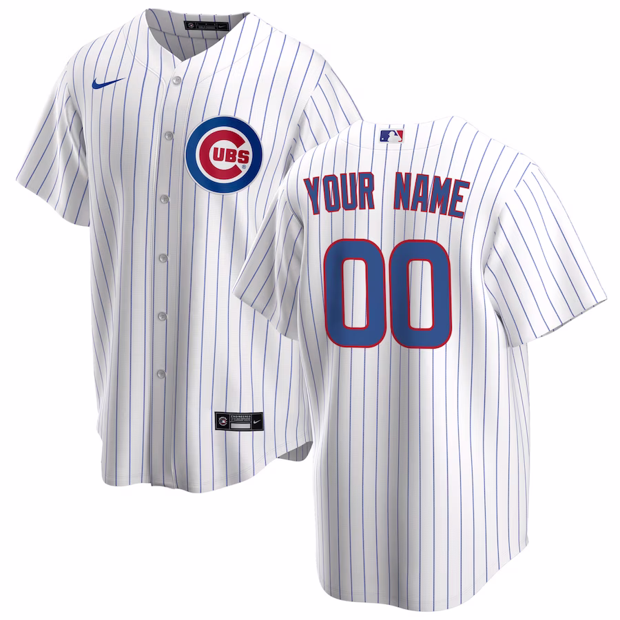 Men's Chicago Cubs Nike White Home Replica Custom Jersey - ujerseystore