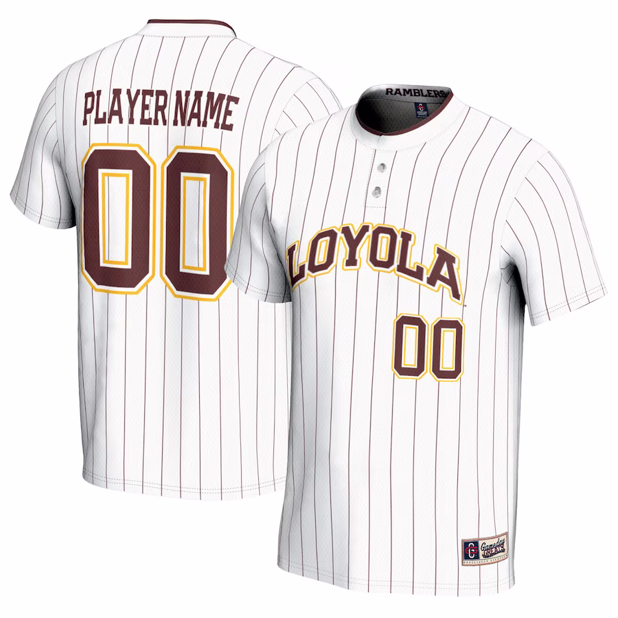 Loyola Chicago Ramblers GameDay Greats Youth NIL Pick-A-Player Lightweight Softball Jersey - White - ujerseystore